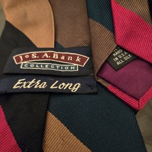 Jos A Banks Collection Extra Long 100% Multi-Color Silk Tie 65" x 4"